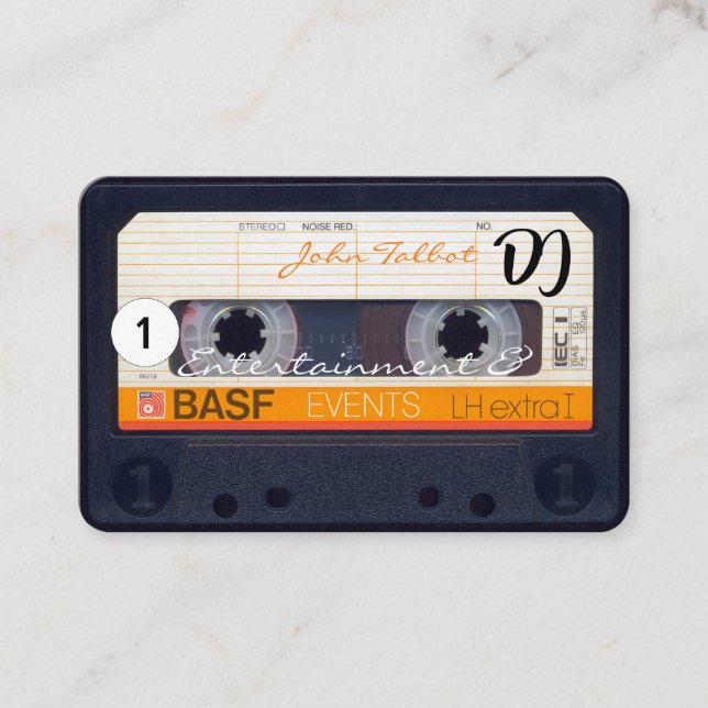 Retro Audiotape Cassette 80er DJ Business Cards Visitenkarte (Vorderseite)