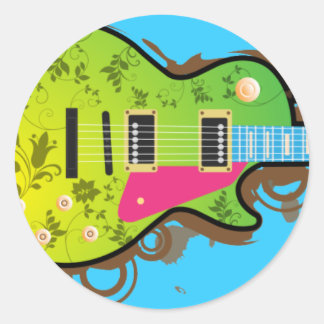 Retro-Aufkleber - Gitarre Runder Aufkleber