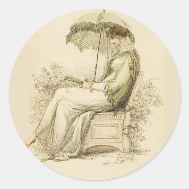 Retro-Aufkleber - Regency Lady Reading - Round Runder Aufkleber (Vorderseite)