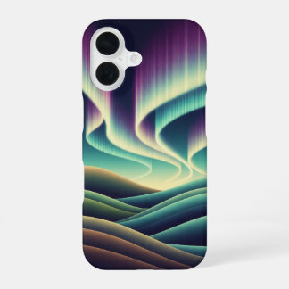 Retro Aurora-Hügel iPhone 16 Hülle