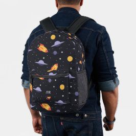 Retro-Außenraum Mit Monogramm Bedruckter Rucksack