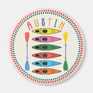 Retro Austin Kayaking Magnet