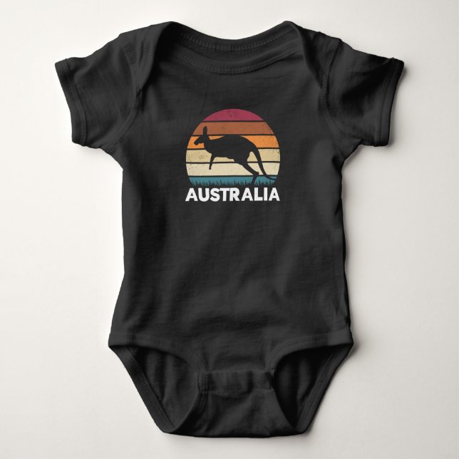 Retro Australian Animal Jumping Kangaroo Baby Strampler (Vorderseite)
