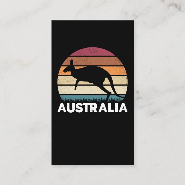 Retro Australian Animal Jumping Kangaroo Visitenkarte (Vorderseite)