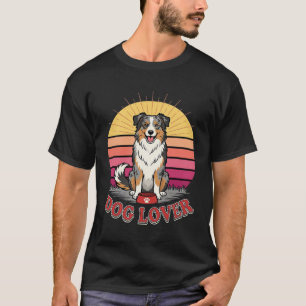 Retro Australian Shepherd Hundeliebhaber Sonnenunt T-Shirt