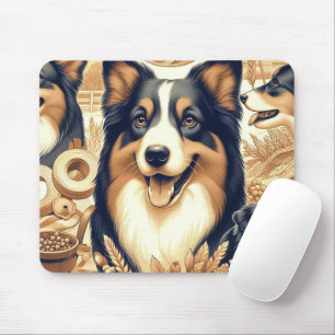 Retro Australian Shepherd Illustration Mousepad