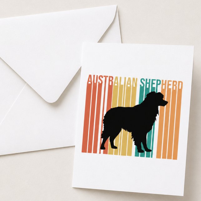 Retro Australian Shepherd Silhouette  Karte (retro aussie shep with envelope)