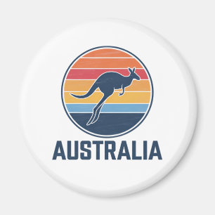 Retro Australian Sunset Animal Jumping Kangaroo Magnet