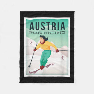 Retro Austria Ski Motiv mit Ski- und Skistöcken Fleecedecke