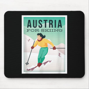 Retro Austria Ski Motiv mit Ski- und Skistöcken Mousepad
