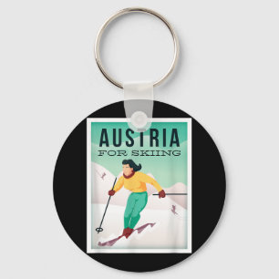 Retro Austria Ski Motiv mit Ski- und Skistöcken Schlüsselanhänger