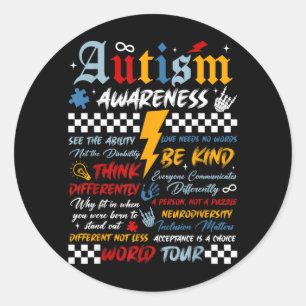 Retro Autism Awareness Welt-Tour-Puzzleteil Runder Aufkleber