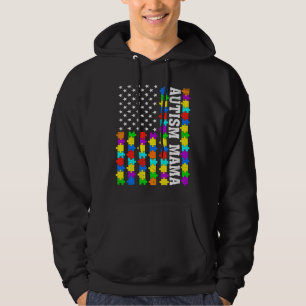 Retro Autism Mama American Flag Liebe Autism Aware Hoodie