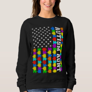 Retro Autism Tante American Flag Liebe Autismus Aw Sweatshirt