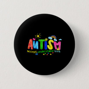 Retro Autismus Akzeptiere Verstehe Liebe zu Sein Button