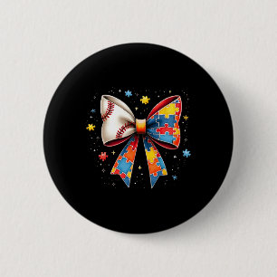 Retro Autismus Baseball-Schleife-Puzzleteil-Bewuss Button