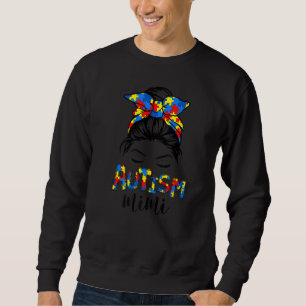 Retro Autismus Bewusstsein, Messy Bun Mimi Unterst Sweatshirt