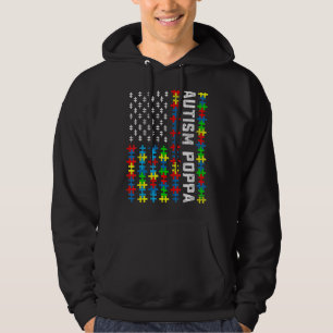 Retro Autismus Bewusstsein US-Flagge Poppa Unterst Hoodie