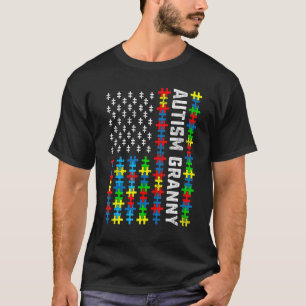 Retro-Autismus-Bewusstsein-USA-Flagge-Oma-Unterstü T-Shirt