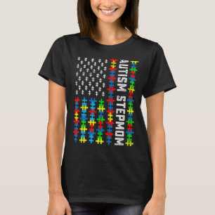 Retro-Autismus-Bewusstsein-USA-Flagge-Stiefmutter- T-Shirt