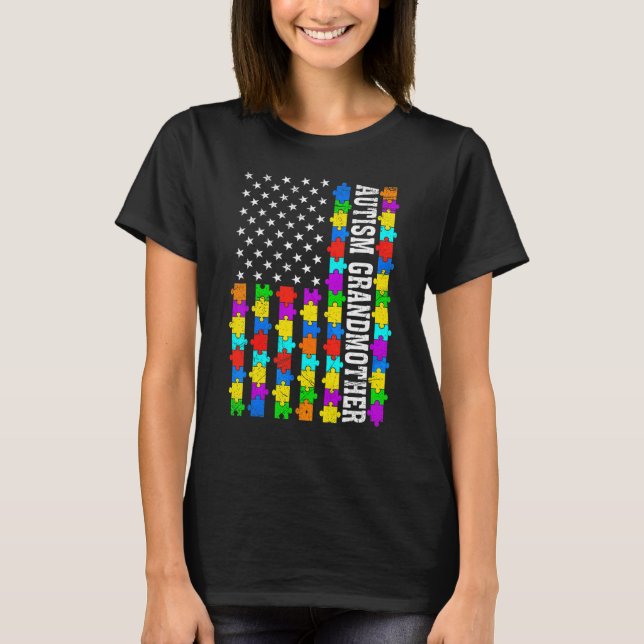 Retro Autismus Großmutter Liebe Autismus amerikani T-Shirt (Vorderseite)