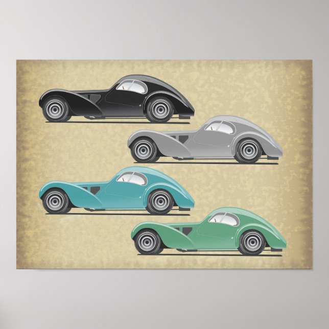 Retro-Auto-Kunstwerke Poster (Vorne)