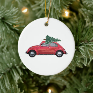 Retro Auto mit Tree Art Collection Keramik Ornament