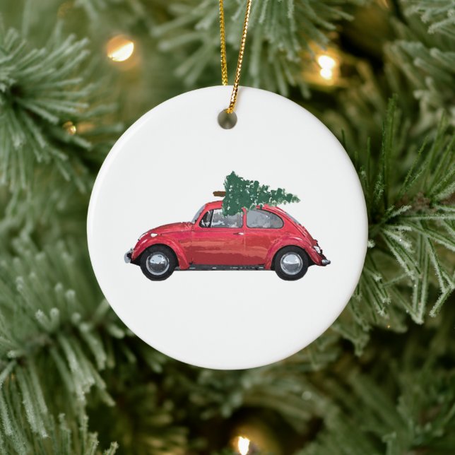 Retro Auto mit Tree Art Collection Keramik Ornament (Baum)