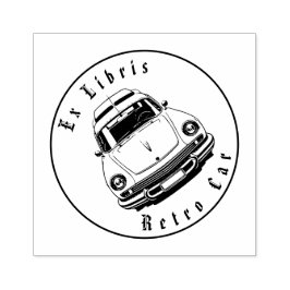 Retro-Auto schwarz und weiß Zeichnend Personalisie Gummistempel