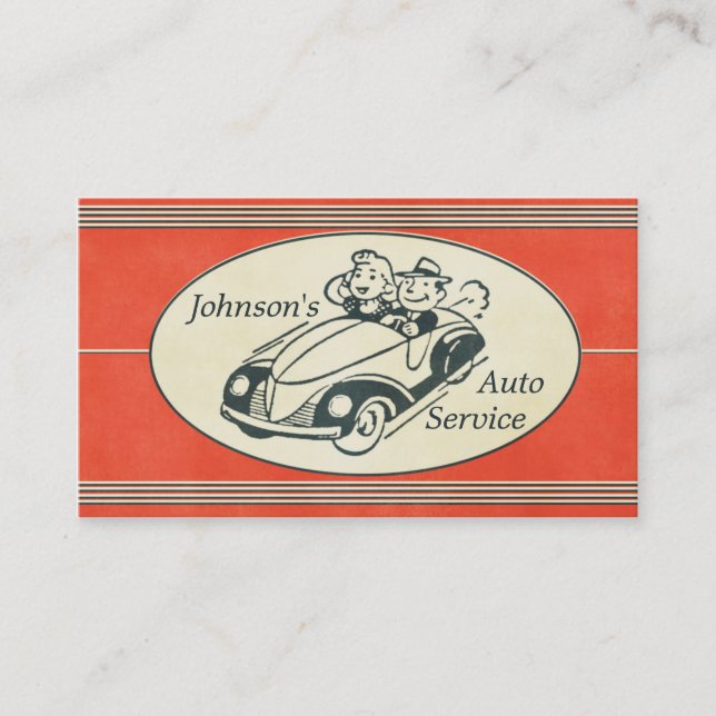 Retro Auto-Service und Reparatur Visitenkarte (Vorderseite)