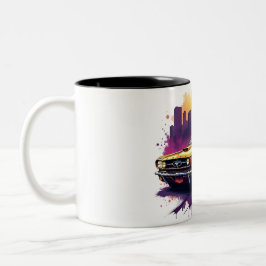 Retro-Auto- und Stadtlandschaftskunst Zweifarbige Tasse