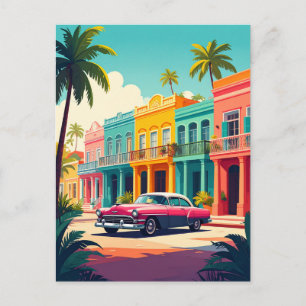 Retro-Auto und tropisches Havanna-Reiseziel im Vin Postkarte