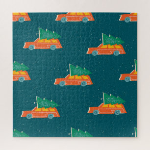 Retro-Auto-Weihnachtsbaum-Muster