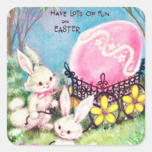 Rétro autocollant vintage de vacances de lapins d