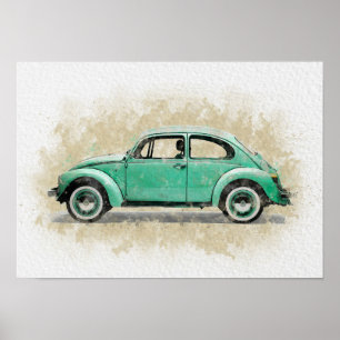 Retro-Autokunst - Grüne Farbe Poster
