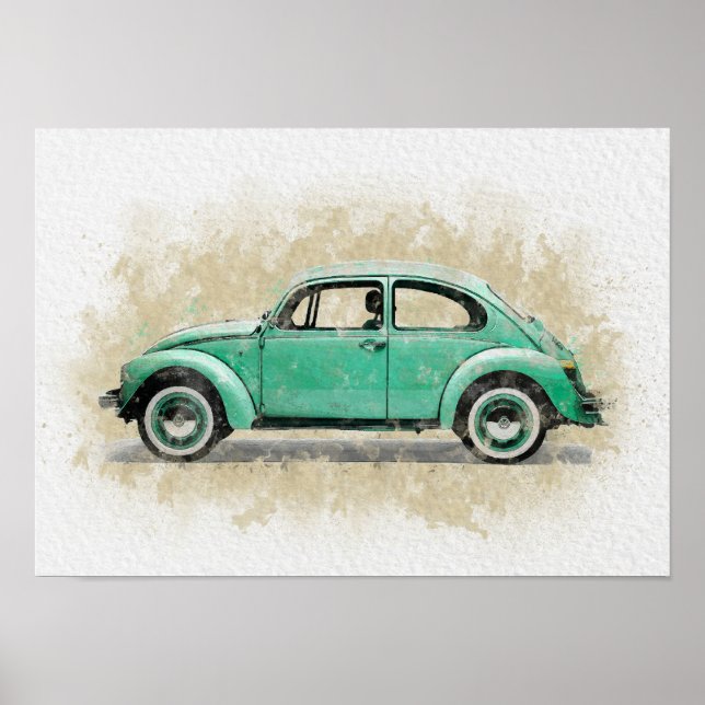 Retro-Autokunst - Grüne Farbe Poster (Vorne)