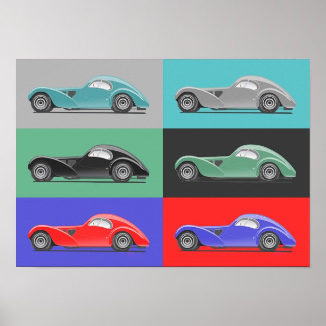 Retro-Autokunst Poster (Vorne)