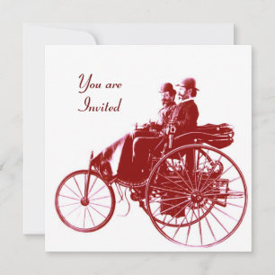 RETRO-AUTOS 2 , AUTO RESTAURIERUNG , weiß rot brau Einladung