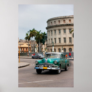 Retro-Autos auf der Straße von Havanna Poster