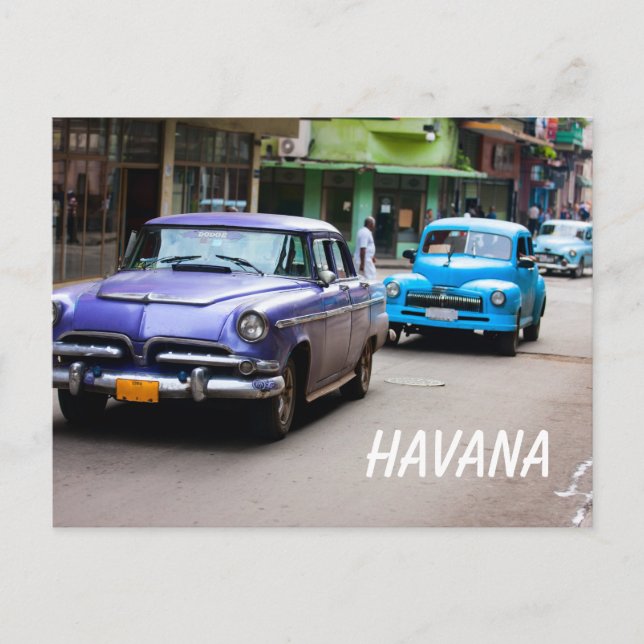 Retro-Autos auf der Straße von Havanna Postkarte (Vorderseite)