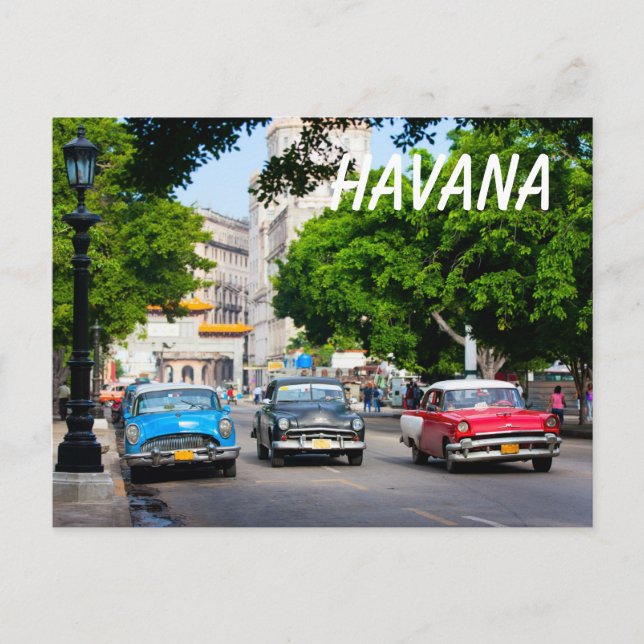 Retro-Autos auf der Straße von Havanna Postkarte (Vorderseite)