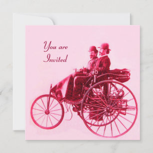 RETRO-AUTOS AUTO RESTAURIERUNG rosa fuchsia rot Einladung
