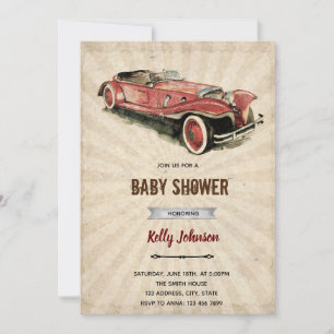 Retro-Autoshower-Geburtstagseinladung Einladung
