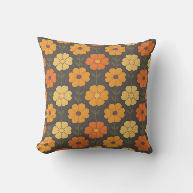 Retro Autumn Floral Kissen (Vorderseite)
