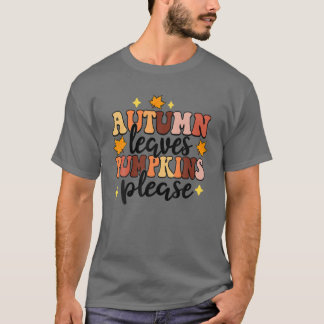 Retro Autumn Leaves Pumpkin Bitte Funny Fall Gesch T-Shirt