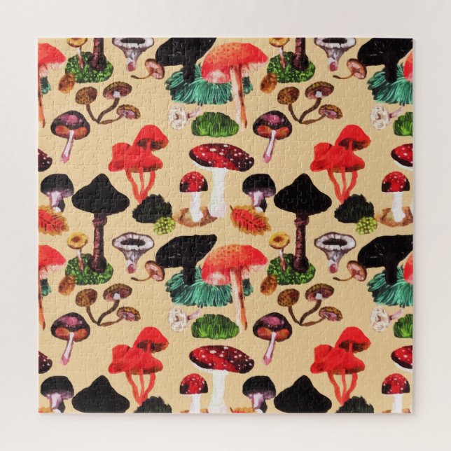Retro Autumn Woodland Mushroom Watercolor (Vertikal)
