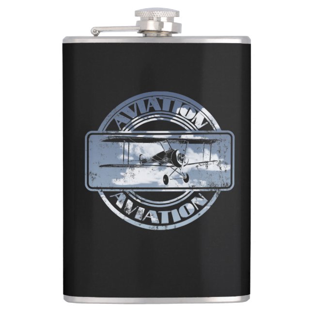 Retro Aviation Abzeichen Flachmann (Vorderseite)