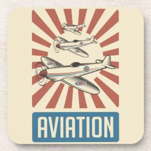 Retro Aviation Airforce Kampfflugzeug Flugzeug Getränkeuntersetzer