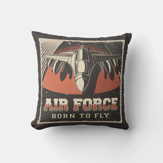 Retro Aviation Airforce Throw Kissen (Vorderseite)