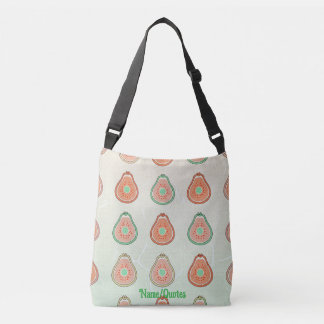 Retro-Avocado-Muster – Pfirsich und Mintgrün Tragetaschen Mit Langen Trägern